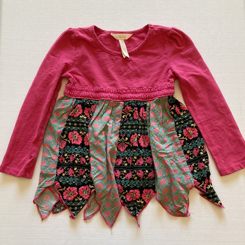Matilda Jane Girl's Dress with Hankerchief Skirt In Pink Size 4